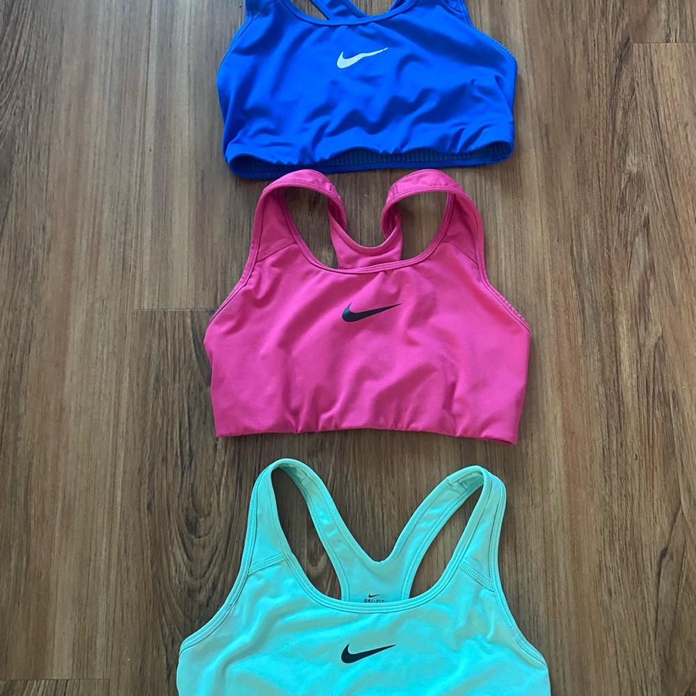 Nike Trio Sports Bra Collection - Blue, Pink, and Mint